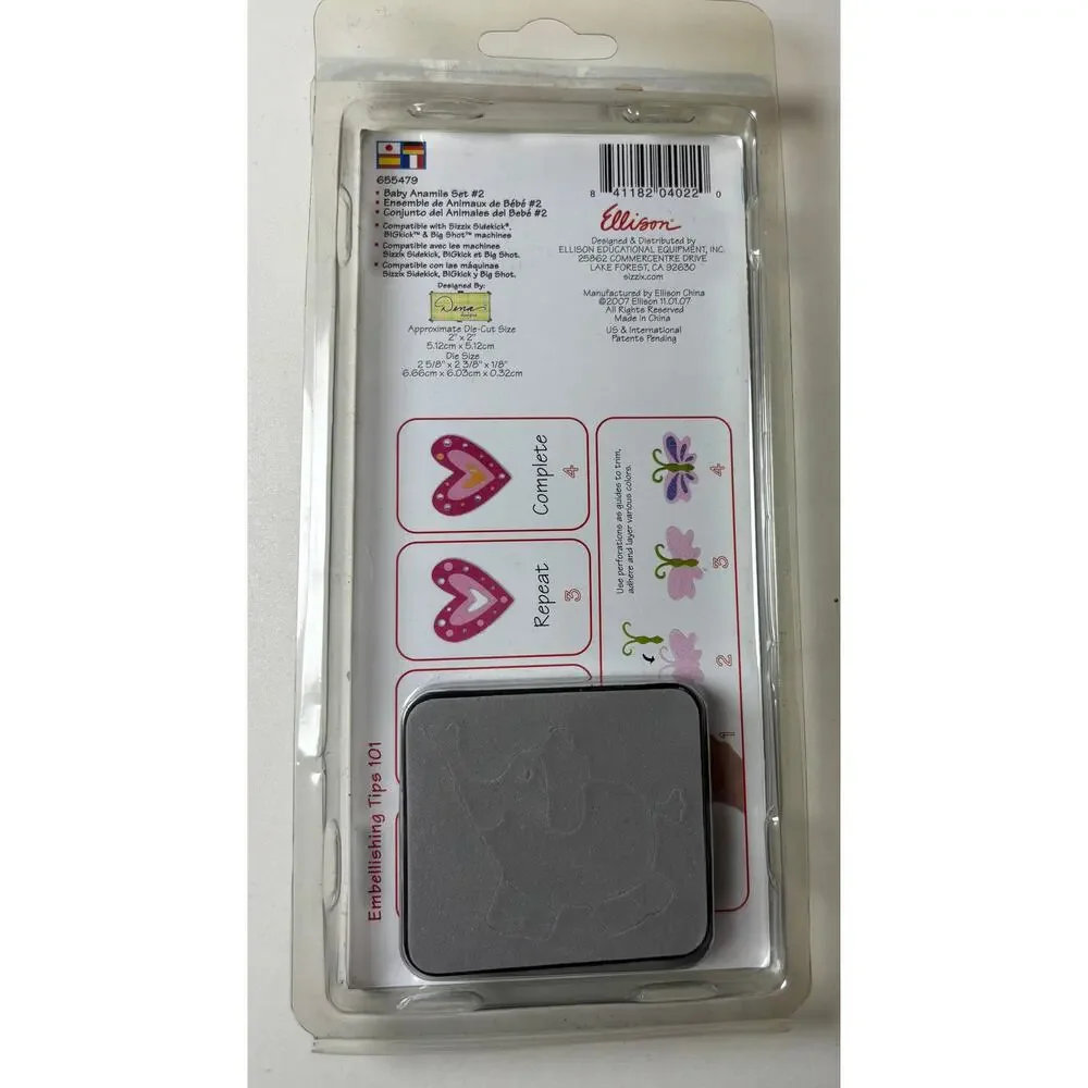 Sizzix Sizzlits Baby Animals #2 Die Set 655479 Elephant Giraffe Lion Dena